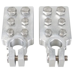 Pair of Car Audio 6 Spot Flat Battery Terminals Bolt 4/0 AWG Lugs Gauge