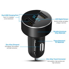 Fast Charge Alloy Dual USB Car Charger Adapter for iPhone XR XS Tablets and PCs