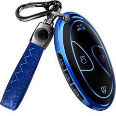 Compatible with Hyundai Key Fob Cover & Keychain | Blue & Black 7 Buttons_2