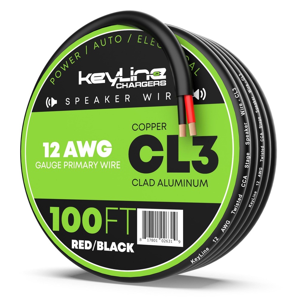 12 Gauge Speaker Wire 100 Feet Black| 122 Awg Gauge Outdoor Speaker Wire Cl3 Cl2