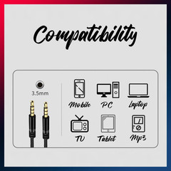 High Quality 3.5mm Stereo Audio Cable Extension Male to Male 1M Braided AUX US