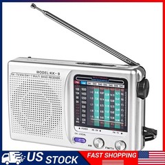 PORTABLE 9 BAND WORLD RECEIVER FM(TV)/AM/SW1-7 MULTIBAND RADIO RECEIVER KK-9 New