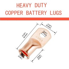 10pcs 4/0 AWG Copper Ring Terminals for Battery Cables, Heavy Duty Wire Lugs