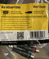 NEW – StarTech 6 in. (15 cm) VGA to RCA Cable – HD15 (M)/Component