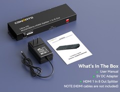 HDMI Splitter 1 in 8 Out, 8 Port HDMI Splitter Support 4K@60Hz 4:4:4 8-bit Dupli