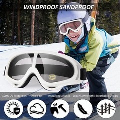 Goggles for ATV, dirt bike, and motocross Color: White/Black Frame+clear Lens