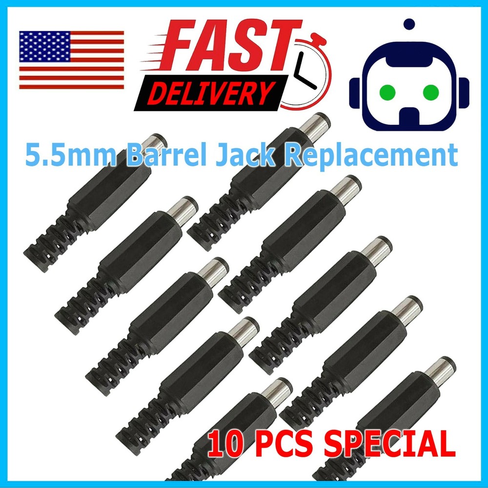 10pcs DC 5.5x 2.15mm Male Barrel DC Power Plug Connector for CCTV M71