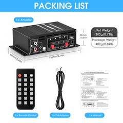 Stereo Digital Bluetooth Amplifier Music Player Home Amp with U-disk/SD/FM Radio