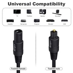 3ft Optical Cable Extension Toslink Extender Cable Male To Female Optical Audio