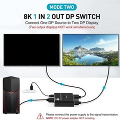 2 Port 8K DisplayPort Switch Splitter 1×2 2X1 Bi-Direction DP Switcher Converter