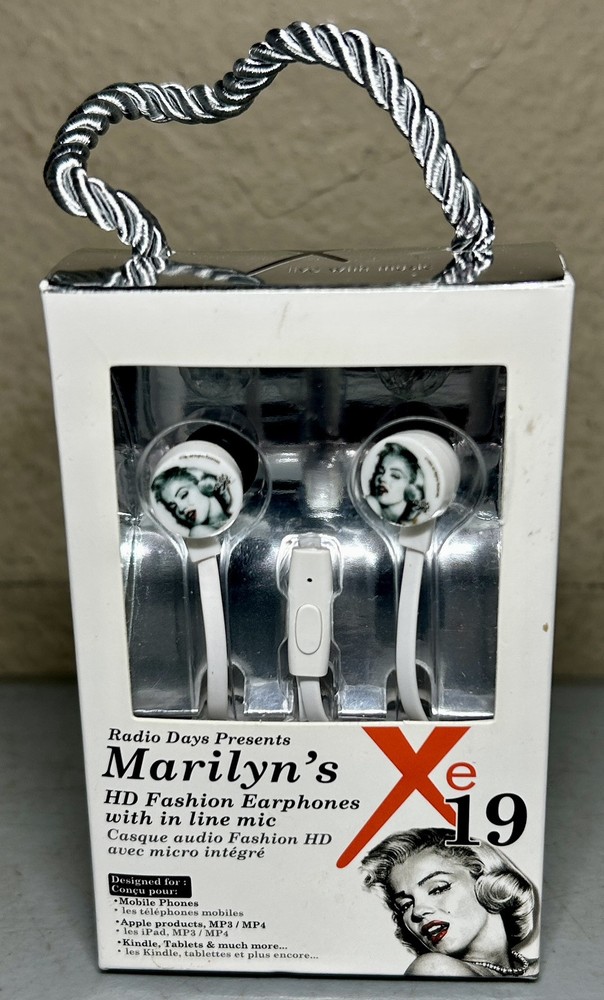 Radio Days Marilyn Monroe Earbuds earphones Hd Fashion w Microphone Brand New ￼
