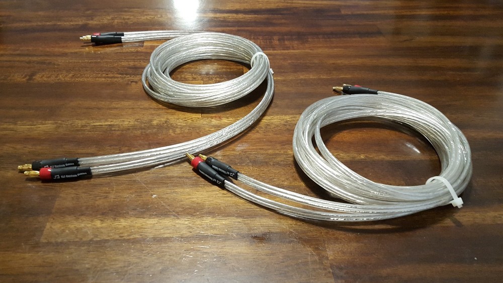 ELF Custom Cables Silver Surfer OCC Silver Speaker Cables 15ft w/ banana plugs
