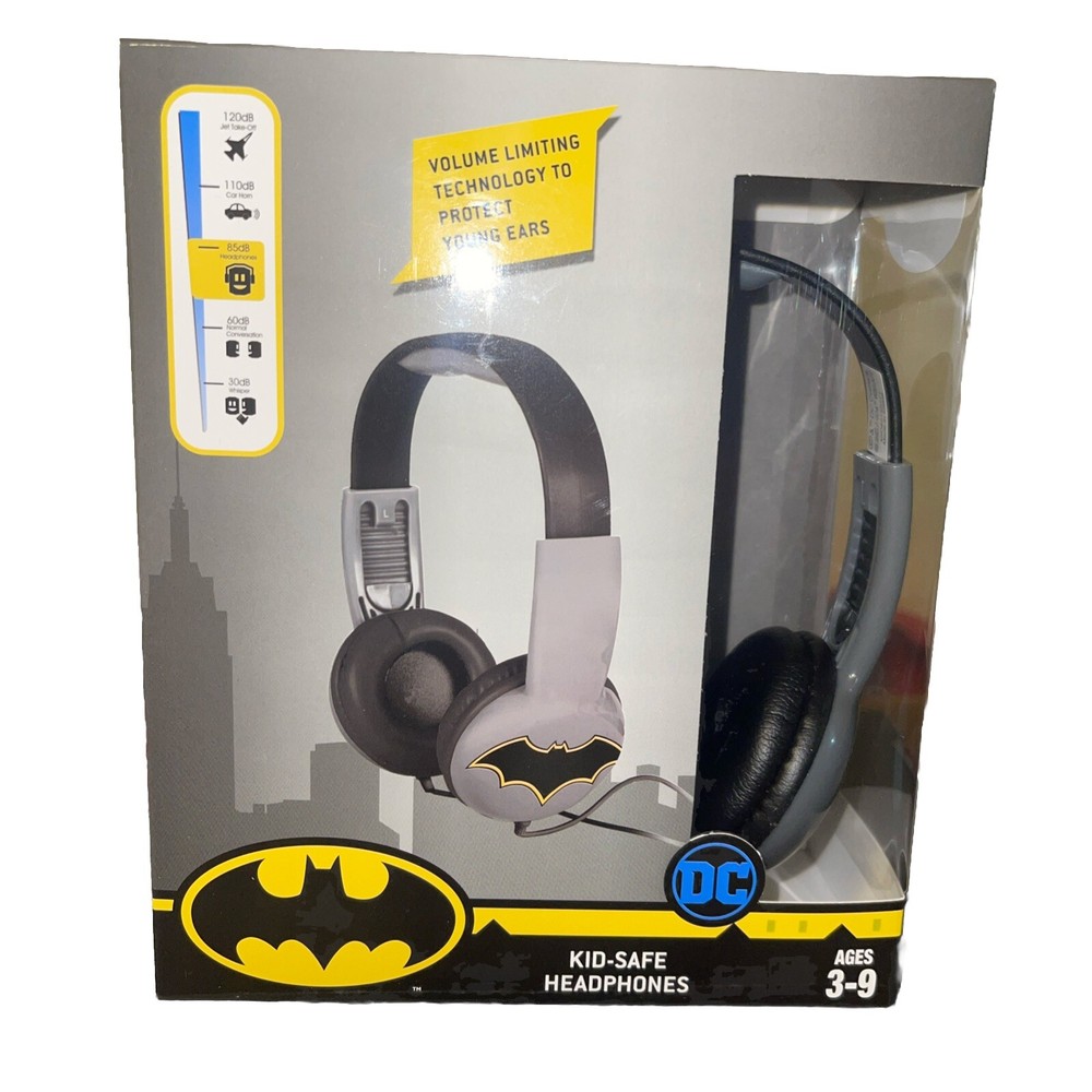 Batman DC Comics Headphones Kid Safe Adjustable Headband 3-9 yr [NEW] Sealed