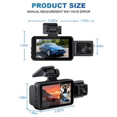 4K Dual Lens Car DVR Camera Dash Cam Front+Rear+Inside Video Recorder G-Sensor