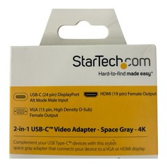 StarTech.com 2-in-1 USB-C Video Adapter Space Gray 4K CDP2HDVGA NEW