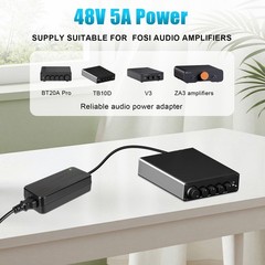 48V 5A Power Supply Adapter for BT20A Pro, TB10D, V3, ZA3 Amplifiers – High Perf