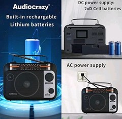 Multi-Band AM/FM/SW1-2 Radio Transistor Radio AC or Battery Operated with Best