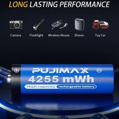 8 PCS PUJIMAX 1.5V Rechargeable AA Lithium-ion Batteries 3400mWh + Charging Dock