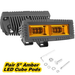 2x 5″ LED Pods Light Bar Amber Yellow Fog Lamp Offroad Driving Truck ATV SUV 4WD