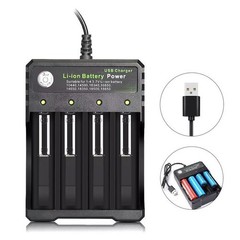 Durable USB 3.7V Battery Charger 4-Slots Rechargeable Lithium Battery Charger