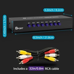 Fosmon 4 Port AV Composite RCA Selector Box Switch Splitter w/ Cable Cord Plug