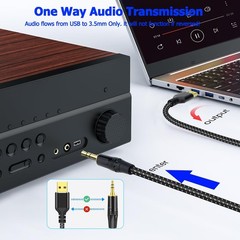 USB to 3.5mm TRS Stereo Audio Cable, 10FT USB A 2.0 to 1/8 inch 3.5mm Male Au…