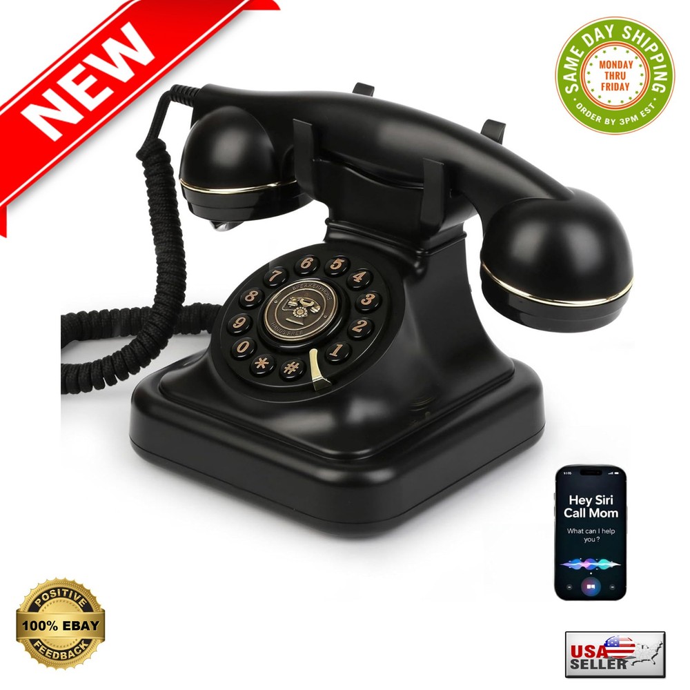 Bluetooth Retro Phone with Voice Assistant Compatible with Android & iOS – NEW