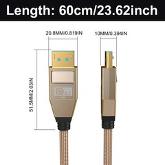 2 FT DisplayPort Cable 2.1, 16K@60Hz, 8K@120Hz, 4K@240Hz, 80Gbps, Braided DP