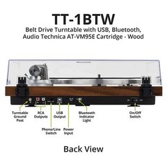 Dayton Audio TT-1BTW Belt Drive Turntable with USB, Bluetooth,Audio Technica AT-