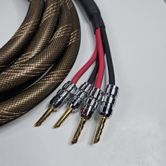 Bi-Wire Speaker Cable Single Flex Braided 2 to 4 Plugs 11 Ft. Long