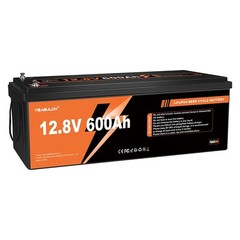 12V 600Ah LiFePO4 Lithium Battery 200A BMS, 7680Wh 15000+ Cycle for RV ,Solar