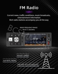 4.1in Bluetooth Car Radio Stereo Single 1Din For CarPlay Android Auto AUX USB
