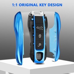Key Fob Cover, 3-Piece Painted Key Shell Compatible with Taycan Ca Color: blue