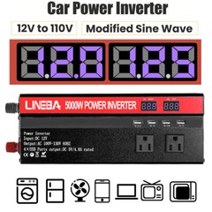 Convertidor De Corriente 5000W Para Autos Carros DC 12V a 110V AC Inversor y USB