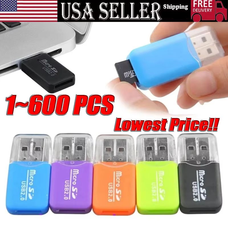 USB 2.0 Micro SD SDHC TF Card Reader Memory Adapter for PC Laptop Camera lot