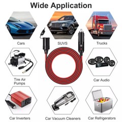 12V Car Cigarette Lighter Socket Extension Cord Cable 13ft Heavey Duty Adapter
