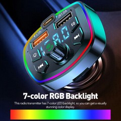 Bluetooth 5.0 Car Wireless FM Transmitter Adapter 2USB PD Charger MP3 Hands-Free