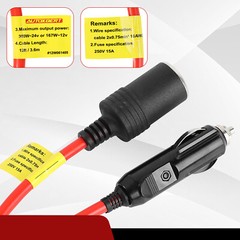 12ft 12V Cigarette Lighter Extension Cord Cable DC Power Heavy Duty Socket Plug