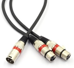 2X XLR Male to Dual XLR Female 3 Pin Jack Splitter Oxygen-Free Cable 0.5M/1.5FT