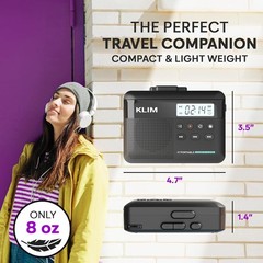 KLIM K7 Portable Cassette Tape Player + MP3 Converter, Headphones, 32GB, Black
