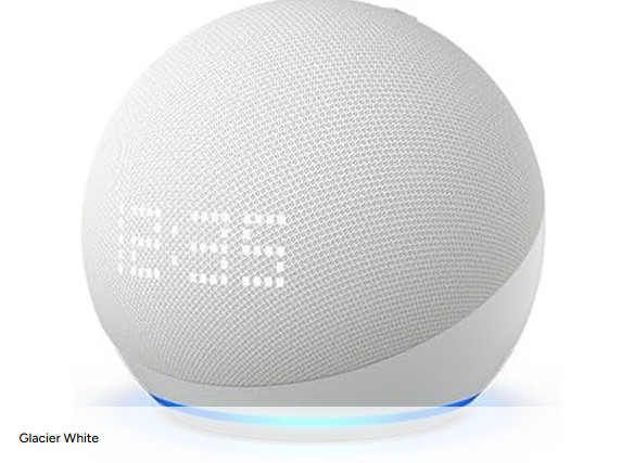Amazon Echo Dot (5th Gen) Smart Speaker With Alexa and Clock NEW Glacier White