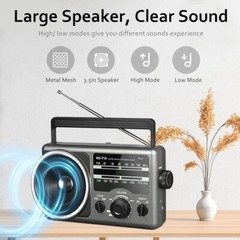 AM FM Portable Radio Battery Operated Radio by 4X D Cell Batteries Or AC Power T