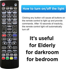 Replacement Backlit Remote Control for LG Smart TV, for LG LCD LED HD UHD OLED Q