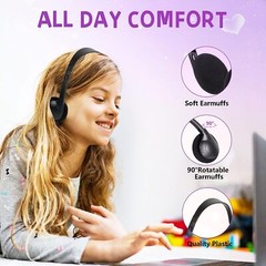 3.5 mm Jack Lightweight Wired On-Ear Stereo Headphones Black NEW Lot