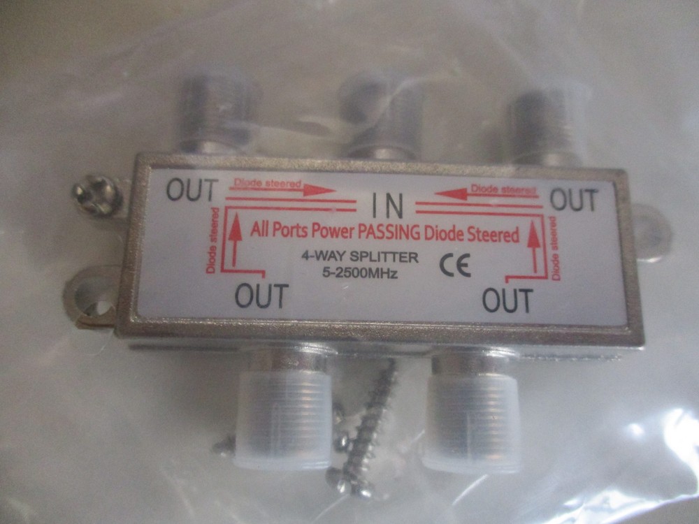 4-way Coaxial Cable TV Splitter 4 output 5-2500MHz