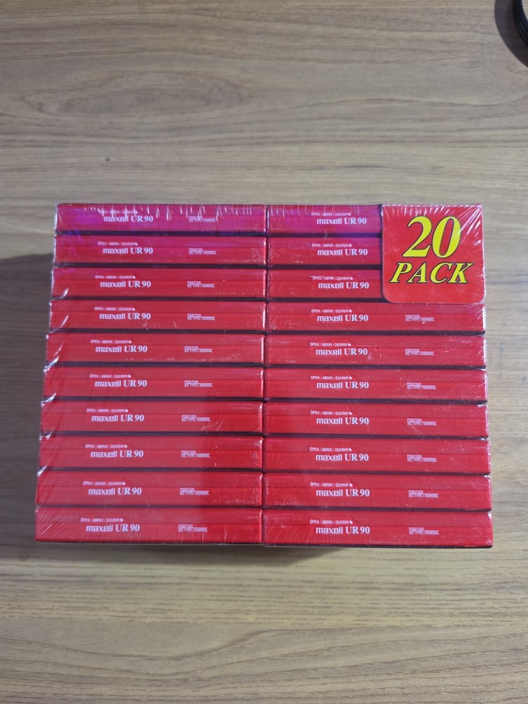 Maxell Audio Cassette Tapes 20-Pack Normal Bias UR 90 Minute IEC NEW Sealed