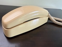 Vintage AT&T Trimline 210 Phone Beige Curly Corded Retro Landline Desk Telephone