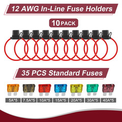 10 Pack Inline Fuse Holder 12V, Professional 12 AWG Waterproof Fuse Holder with