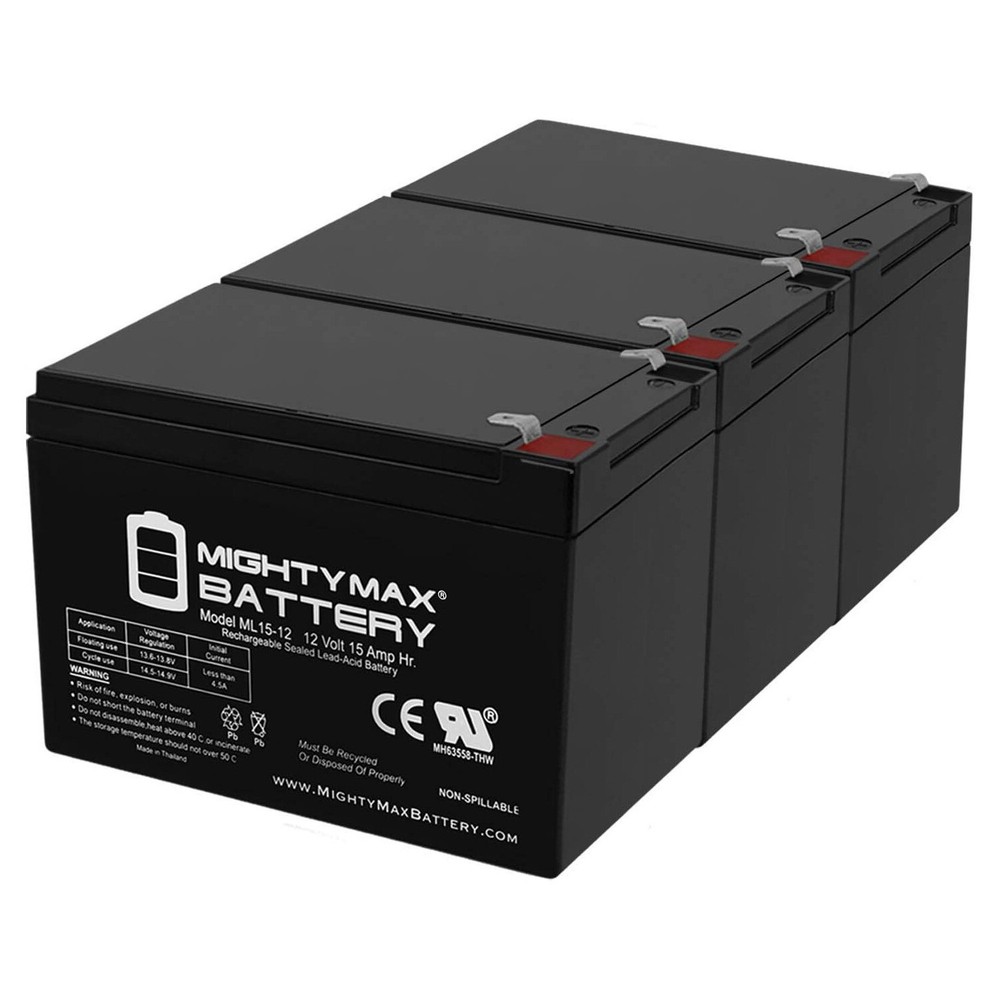 Mighty Max 3 Pack – ML15-12 12V 15AH F2 Razor Battery fits MX500 & MX650, W15128