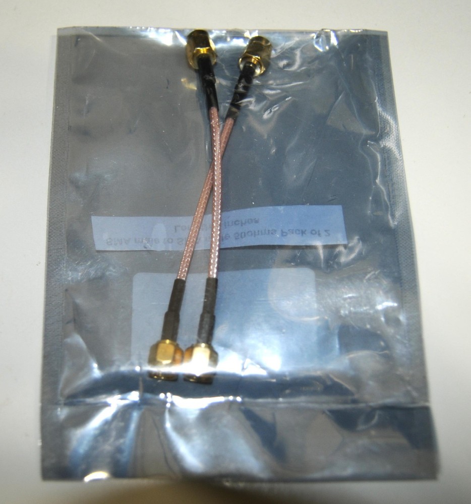 2 X SMA Male to SMA Male Cables 50 Ohms 4 Inches Long NOS